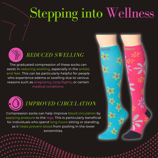 Toeless Compression Knee High Socks - 3 Pairs