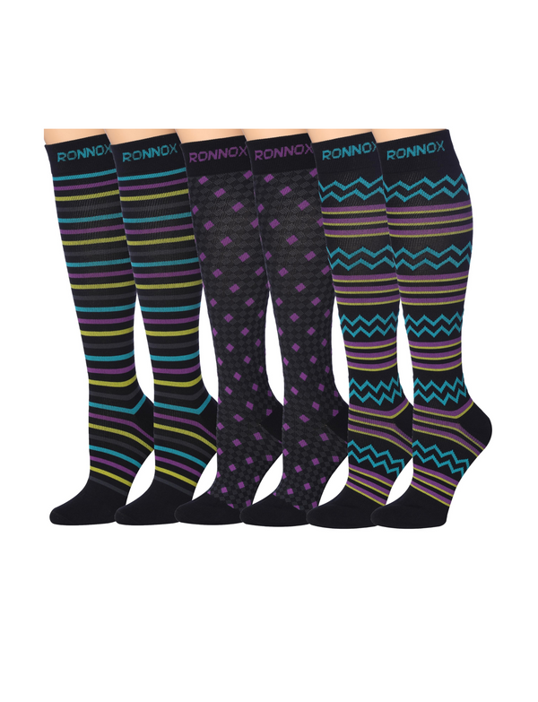 Toeless Compression Knee High Socks - 3 Pairs